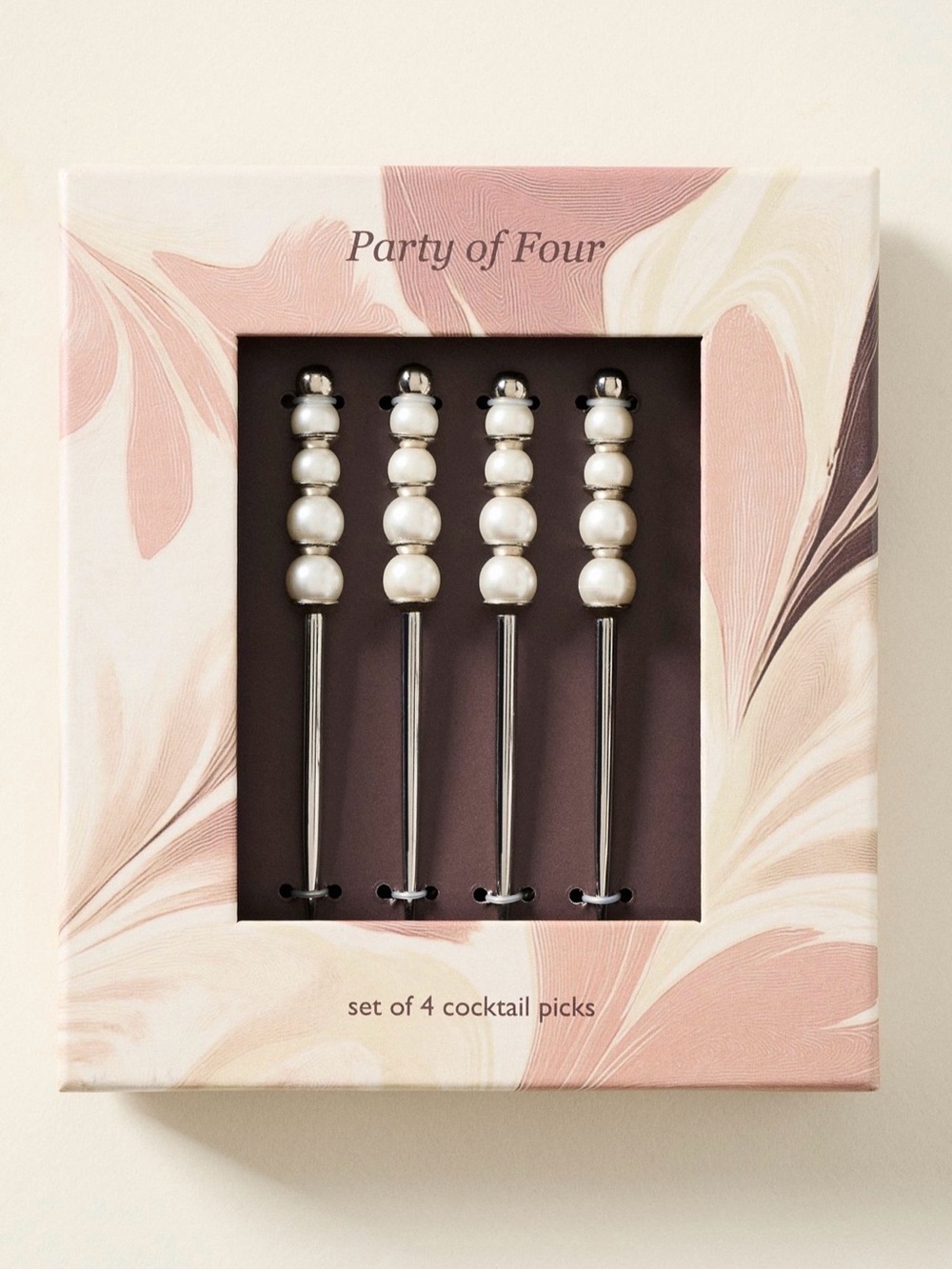 Anthropologie Delphine Pearl Cocktail Picks, Set of 4